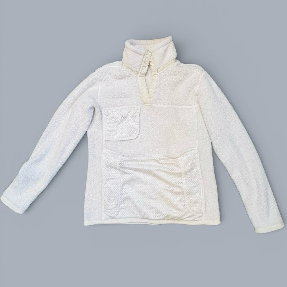 Patagonia Fleece Pullover Women's Re-Tool Snap-T Sz M Ivory Cream - Picture 14 of 15